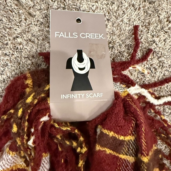 Falls Creek Burgundy and Yellow Infinity Scarf - Picture 2 of 4